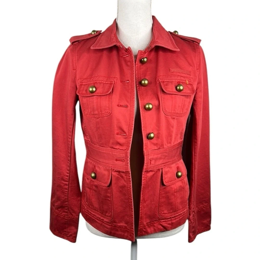 J. Crew Orange 100% Cotton Long‎ Sleeve Casual Career Preppy Jacket Size XS